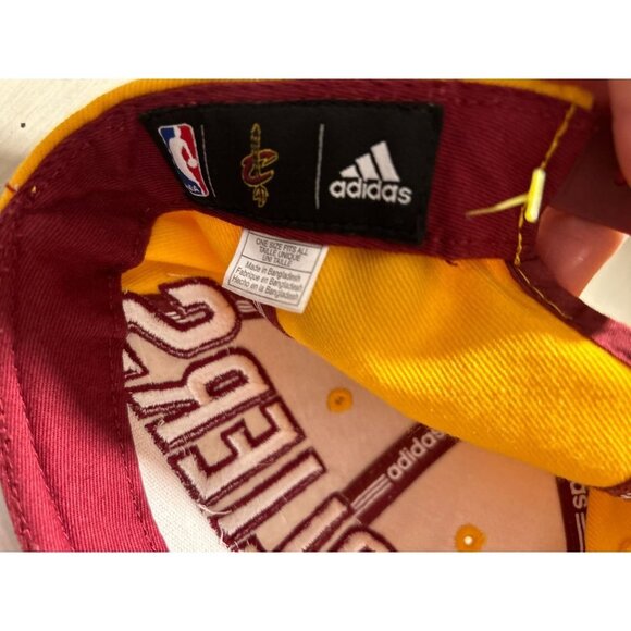 ADIDAS CAVALIERS NBA Hat Yellow Burgundy Denim Baseball Adjustable Backing - Picture 3 of 9